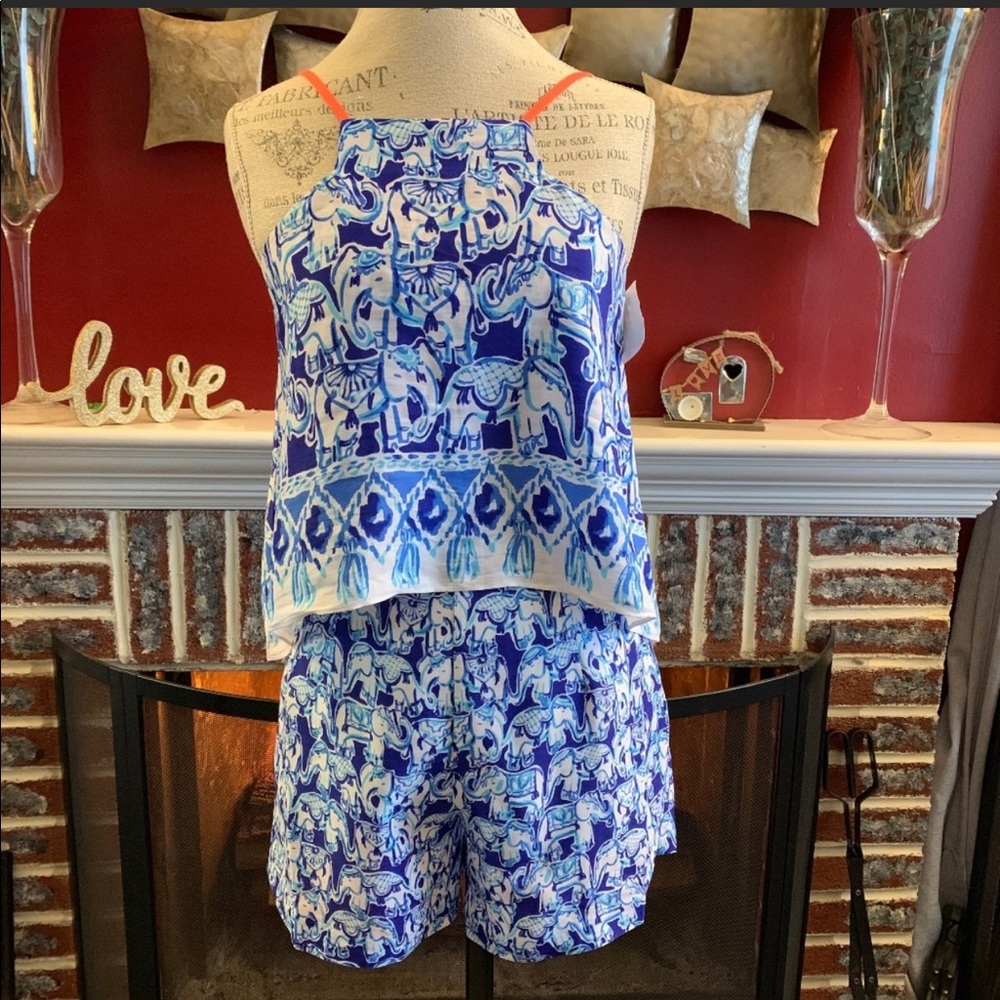 Lilly Pulitzer Celyn Lucky Trunks Romper - Picture 1 of 8